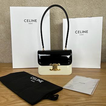 Celine Teen Garance Bag In Patent Calfskin Black/White Size 18.5 x 13 x 6 cm