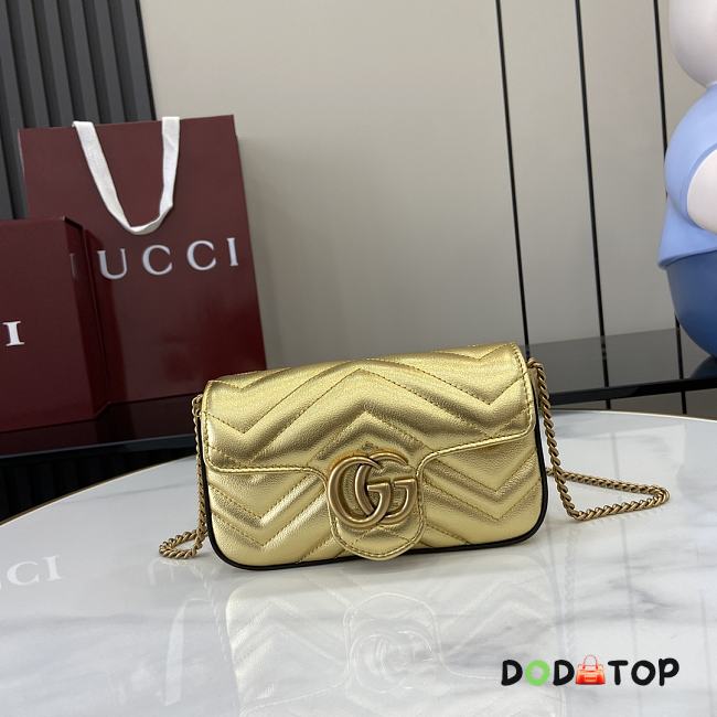 Gucci GG Marmont Super Mini Shoulder Bag Gold Size 16.5 x 10 x 4.5 cm - 1