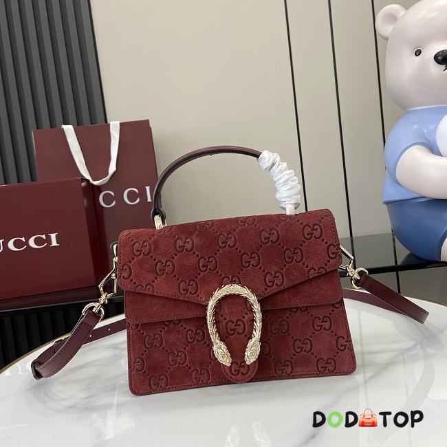 Gucci Dionysus Mini Top Handle Bag In Red Suede Size 22 x 16 x 8 cm - 1