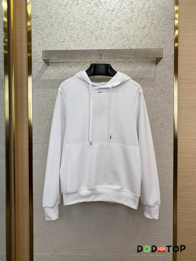 Prada Logo Hooded Sweatshirt White Unisex - 1