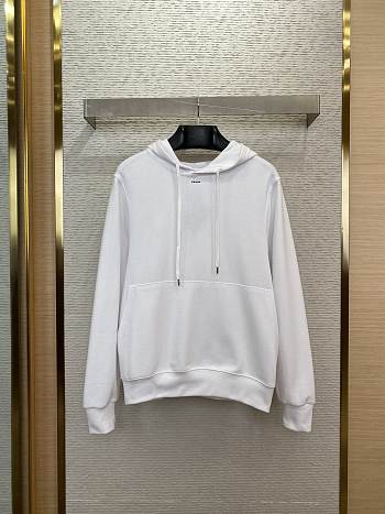 Prada Logo Hooded Sweatshirt White Unisex