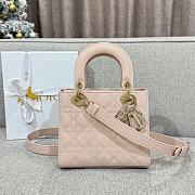 Dior Lady Pink Powder Lambskin Leather Cannage Size 20 x 17 x 8 cm - 2