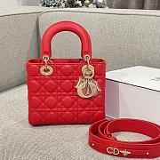 Dior Lady Sheep Red Lambskin Leather Cannage Size 20 x 17 x 8 cm - 1