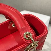 Dior Lady Sheep Red Lambskin Leather Cannage Size 20 x 17 x 8 cm - 6