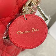 Dior Lady Sheep Red Lambskin Leather Cannage Size 20 x 17 x 8 cm - 5