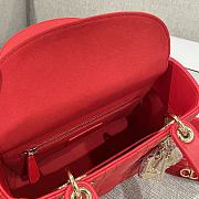 Dior Lady Sheep Red Lambskin Leather Cannage Size 20 x 17 x 8 cm - 3