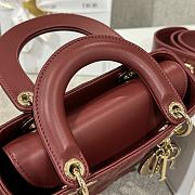 Dior Lady Red Wine Lambskin Leather Cannage Size 20 x 17 x 8 cm - 6