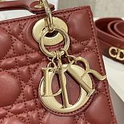 Dior Lady Red Wine Lambskin Leather Cannage Size 20 x 17 x 8 cm - 4