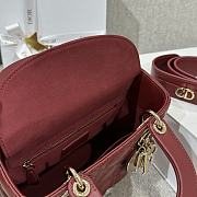 Dior Lady Red Wine Lambskin Leather Cannage Size 20 x 17 x 8 cm - 3