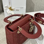 Dior Lady Red Wine Lambskin Leather Cannage Size 20 x 17 x 8 cm - 2