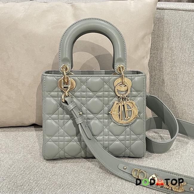 Dior Lady Stone Gray Lambskin Leather Cannage Size 20 x 17 x 8 cm - 1