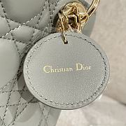 Dior Lady Stone Gray Lambskin Leather Cannage Size 20 x 17 x 8 cm - 3