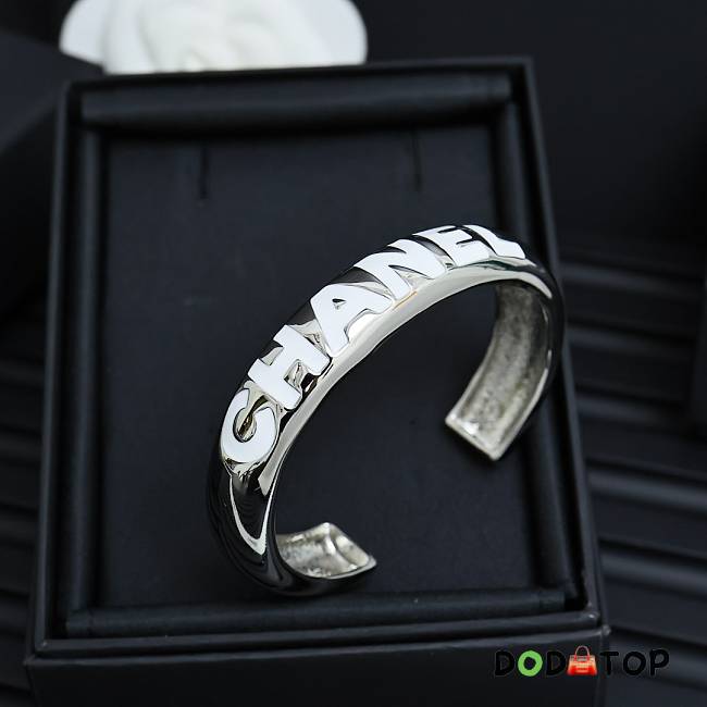 Chanel Silver Enamel Letter Bracelet - 1