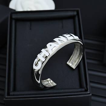 Chanel Silver Enamel Letter Bracelet