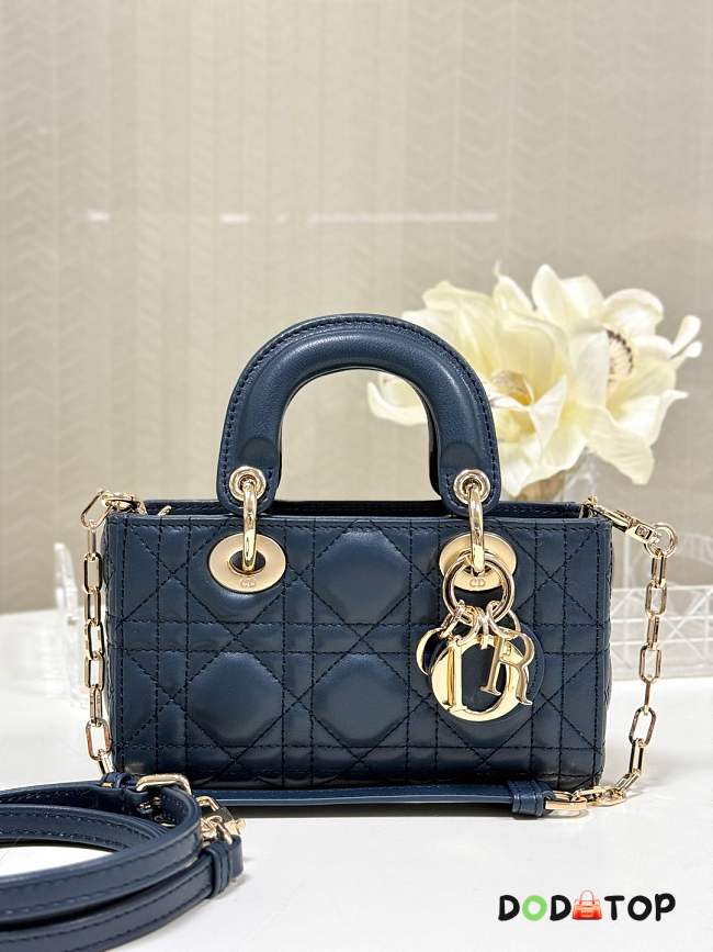 Dior Lady D-Joy Mini Blue Bag Size 17.5 x 10.5 x 6 cm - 1