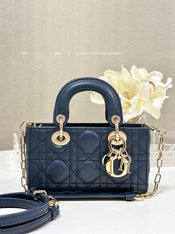 Dior Lady D-Joy Mini Blue Bag Size 17.5 x 10.5 x 6 cm