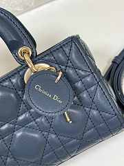 Dior Lady D-Joy Mini Blue Bag Size 17.5 x 10.5 x 6 cm - 2