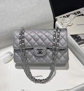 Chanel Classic Flap CF Fine Ball Caviar Silver Size 23 cm