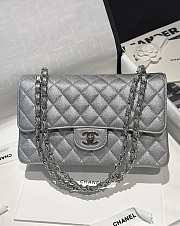 Chanel Classic Flap CF Fine Ball Caviar Silver Size 25.5 cm - 1