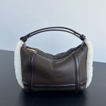 Bottega Veneta Wallace Mini Lamb Fur Top-Handle Bag Size 20 x 13 x 9.5 cm