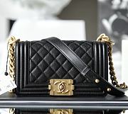 Chanel Boy Bag Grain Calfskin Black Gold Hardware Size 20.5 x 12 x 8.5 cm - 1