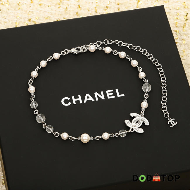 Chanel Full Diamond Choker Pearl Necklace - 1