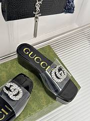 Gucci Classic Double G Diamond Buckle Thick-soled Slippers Black - 5