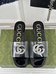 Gucci Classic Double G Diamond Buckle Thick-soled Slippers Black - 4