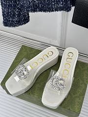 Gucci Classic Double G Diamond Buckle Thick-soled Slippers White - 4