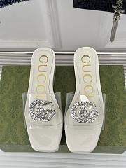 Gucci Classic Double G Diamond Buckle Thick-soled Slippers White - 3