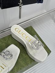 Gucci Classic Double G Diamond Buckle Thick-soled Slippers White - 2