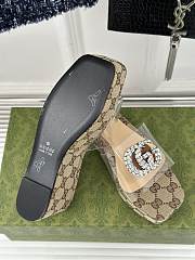 Gucci Classic Double G Diamond Buckle Thick-soled Slippers Brown - 5