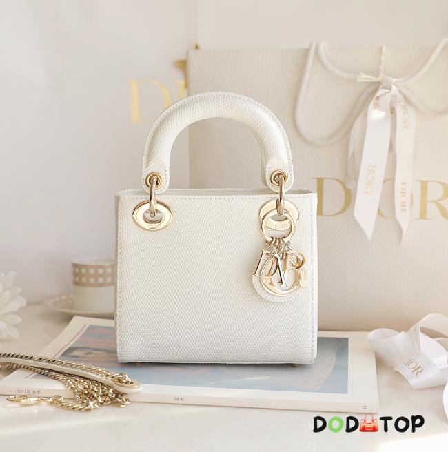 Dior Lady Mini Lizard White Leather Size 17 x 15 x 7 cm - 1