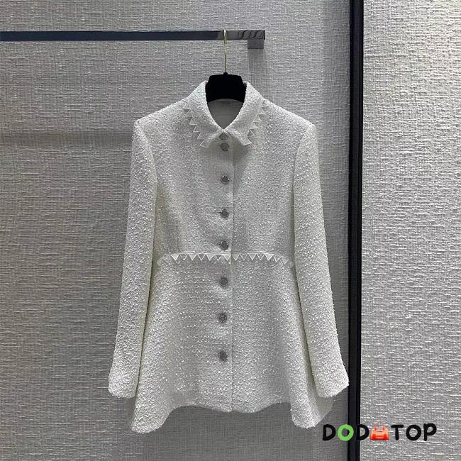 Chanel Sequins White Skirt Long Tweed Jacket Women - 1