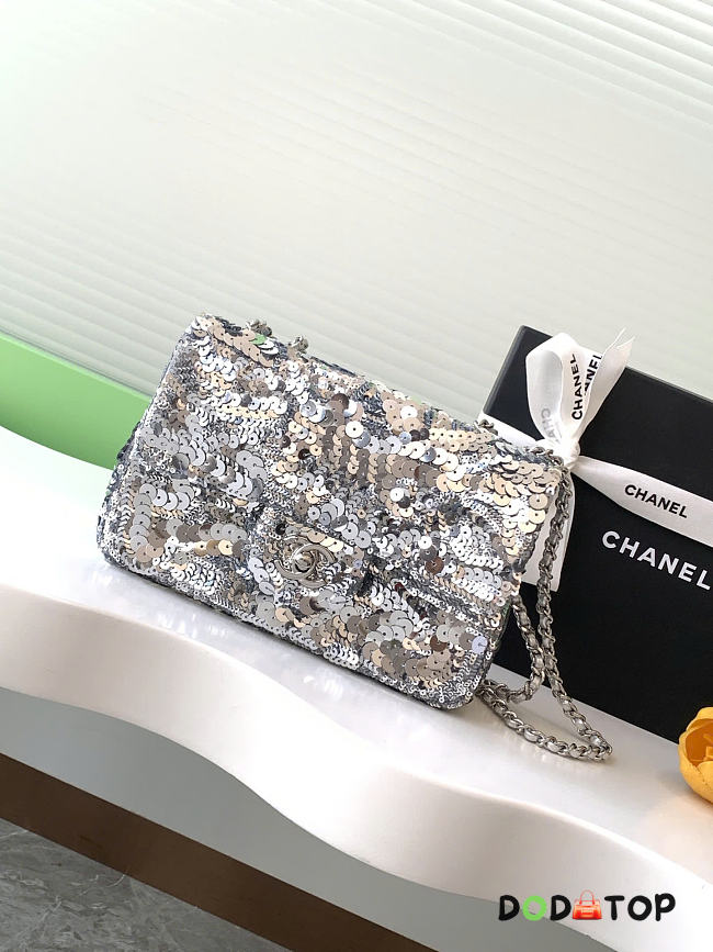 Chanel Sequin CF Silver Size 20 cm - 1