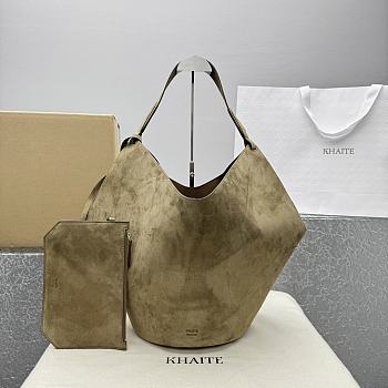 Khaite Medium Lotus Tote Bag Suade Brown Size 45 x 27 x 21.6 cm