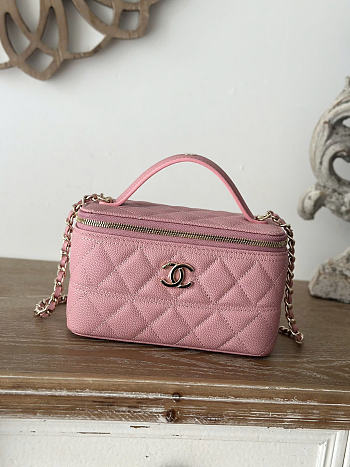 Chanel Vanity Pink Bag Light Gold Hardware Size 9.5 × 17 × 8 cm