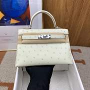 Hermes Kelly Mini White Ostrich Leather Silver/Gold Hardware Size 19 x 12 x 6 cm - 1