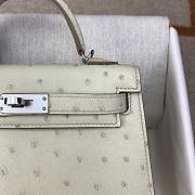 Hermes Kelly Mini White Ostrich Leather Silver/Gold Hardware Size 19 x 12 x 6 cm - 5