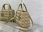 Dior Lady Medium Beige Leather Bag Size 24 x 20 x 11 cm - 2