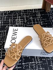 LOEWE Petal Anagram leather slides brown - Code Candace (25% off) - 2