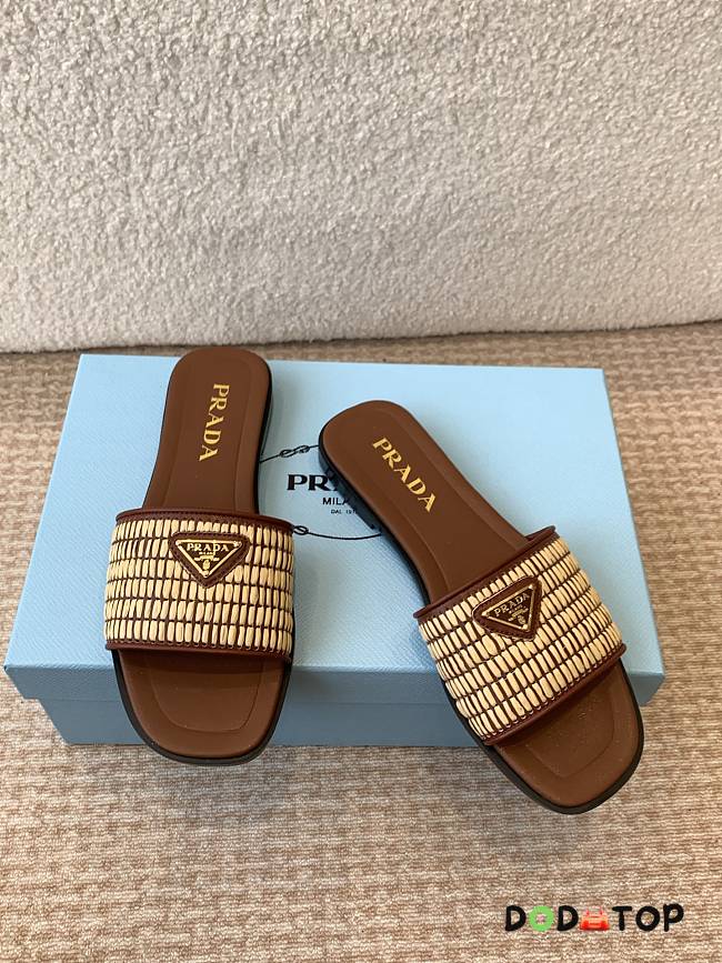 Prada crochet-detail leather sandals brown - 1