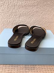 Prada crochet-detail leather sandals black - 4
