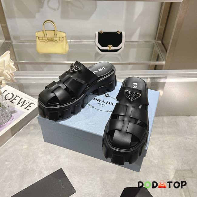 Prada Women's Monolith Black Rubber Clog - 1
