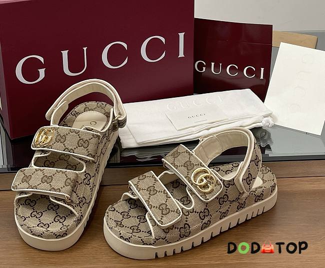 Gucci sandals brown logo - 1