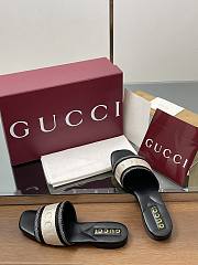 gucci Women's slide sandal with Black and white cotton canvas - 4