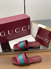 gucci Women's slide sandal with red cotton canvas - 2