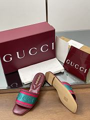gucci Women's slide sandal with red cotton canvas - 4