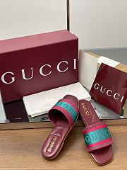 gucci Women's slide sandal with red cotton canvas - 5