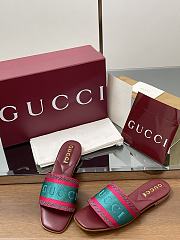 gucci Women's slide sandal with red cotton canvas - 6